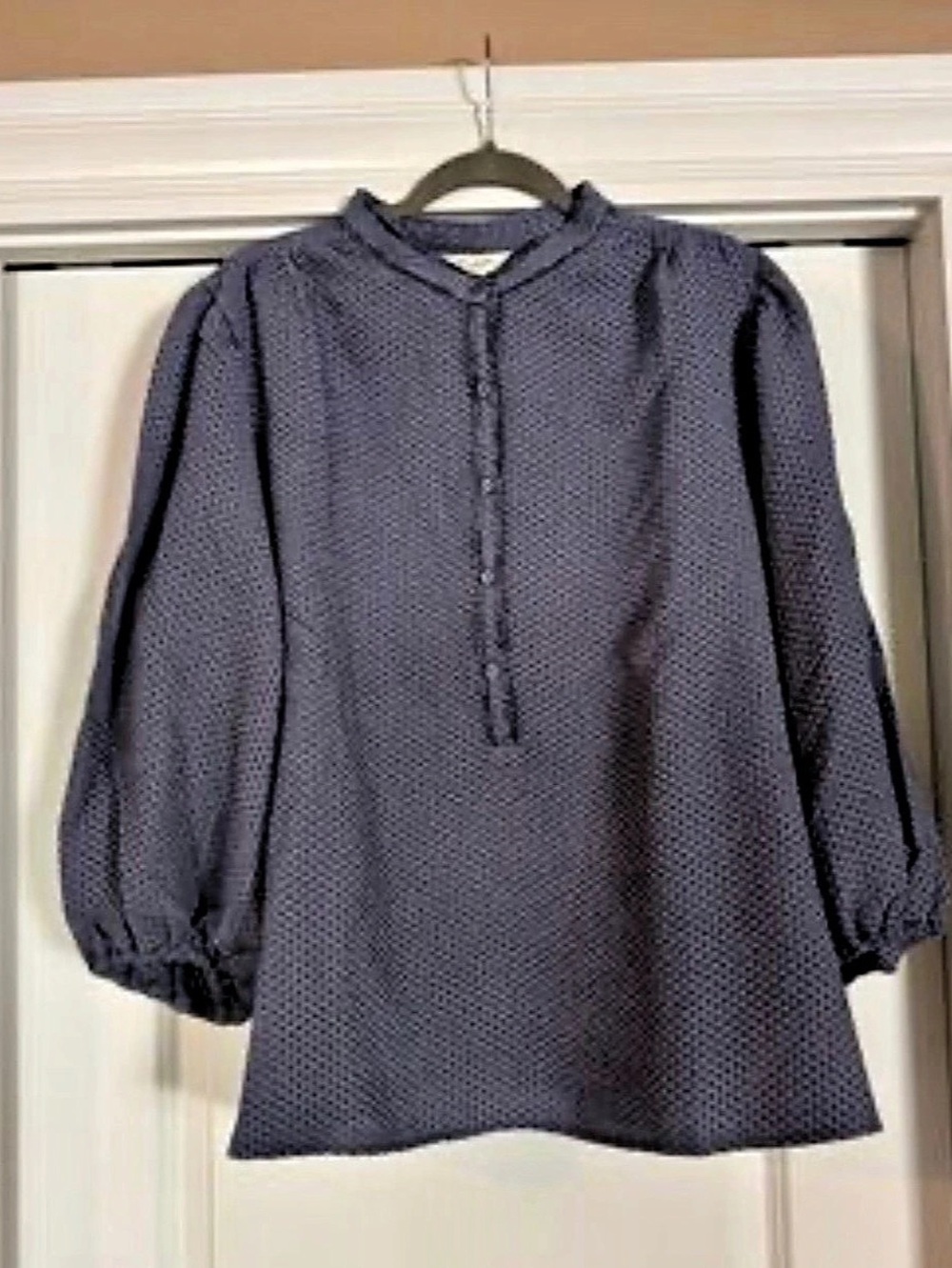 NWT HATCH The Demi Top Gingham BITTON DOWN Blouse Blue & Black Medium